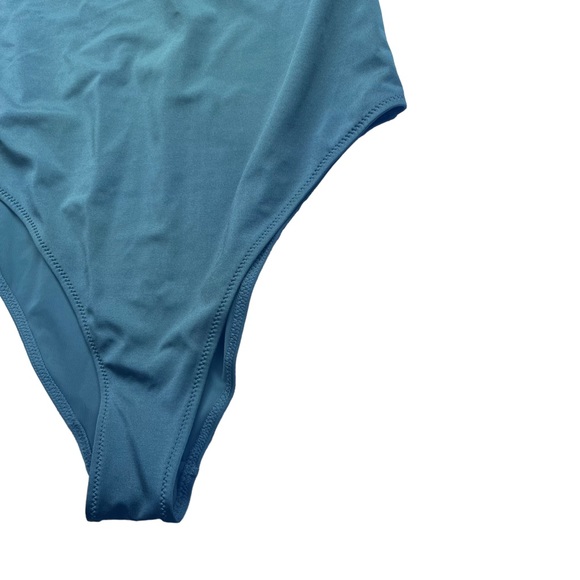 NWOT Size M H&M Swimsuit. Simple yet trendy green spaghetti strap high leg holes - Picture 7 of 7